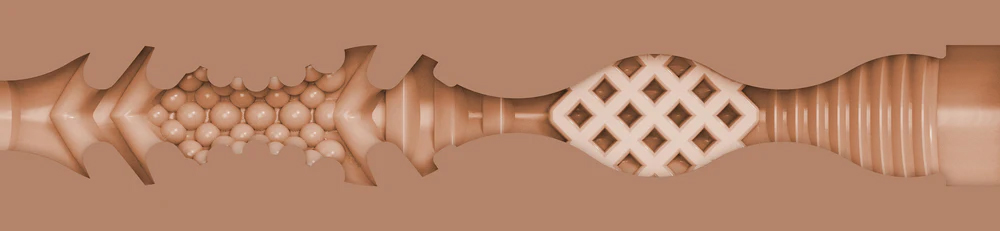 Gedetailleerde dwarsdoorsnede van de Fleshlight Girls Autumn Falls Cream sleeve, met zichtbare texturen en ontwerp.