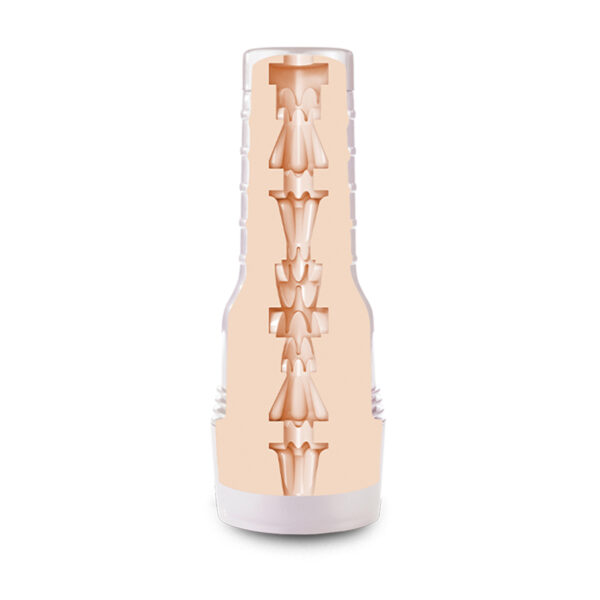 Doorsnede van de Kenzie Reeves Fleshlight met case en Creampuff textuur